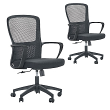 Кресло для персонала SitZone U-069B, сетка, ткань, пластик, черный, 2 шт/упак