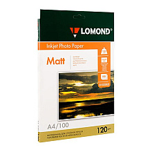 Фотобумага матовая для струйной фотопечати "Lomond", А4, 100 листов, 120 г/м2
