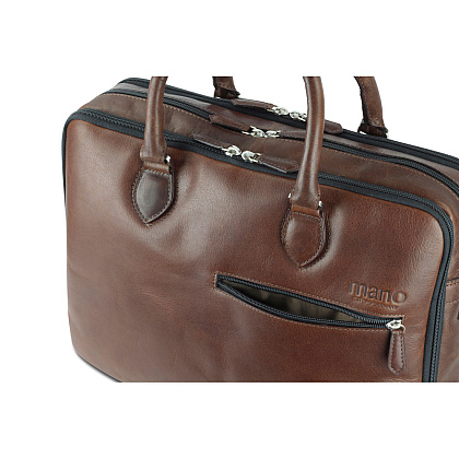 Портфель для документов "Don Valentino", кожа, коричневый - 4