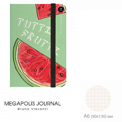 Блокнот "Megapolis Journal. Арбуз", A6, 100 листов, клетка, зеленый, красный - 3