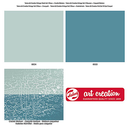 Набор красок декоративных "VINTAGE CHALK PAINT", 100 мл, синие оттенки + кракелюр - 2