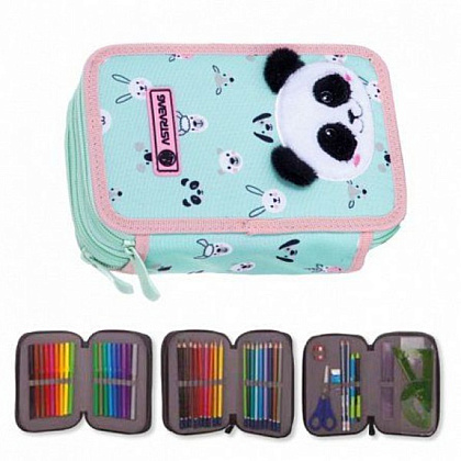Пенал "Teddy panda", 3 отделения, с наполнением - 4