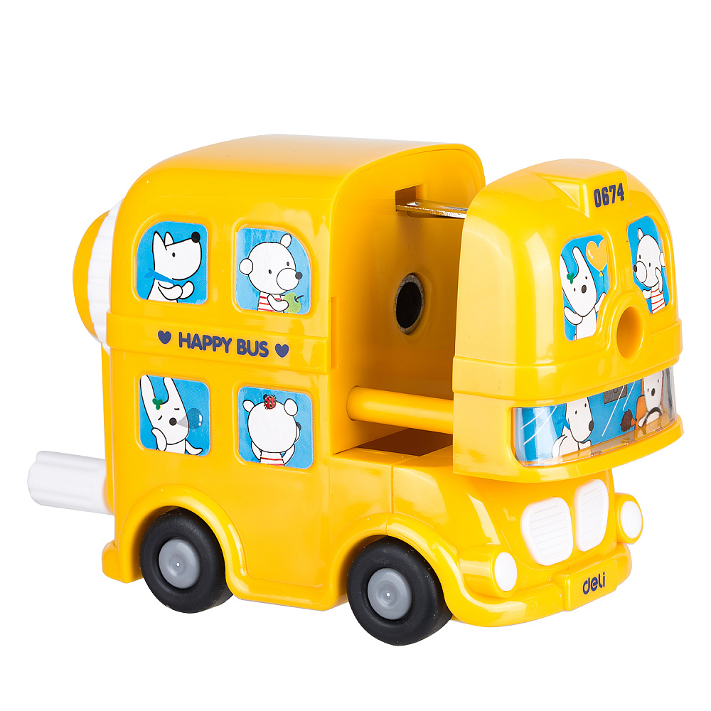 Точилка Deli "Bus", 1 отверстие, ассорти - 3