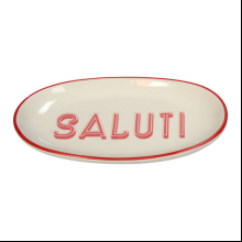 Тарелка керамическая "Saluti", 21х12.5 см, белый, красный