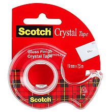 Клейкая лента Scotch "Crystal" в диспенсере, 19x7.5 мм/м