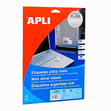 Этикетки влагоустойчивые матовые из полиэстера "Apli", 210x297 мм, 20 листов, 1 шт, металлик