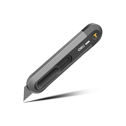 Нож строительный Deli HS EHT4008, 135x30 мм, трапеция, Soft Touch, черный