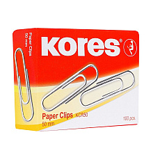 Скрепки "Kores", 50 мм, 100 шт, серебристый