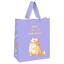 Пакет бумажный подарочный "Your smile is bright",18x23x10 см, крафт, белый
