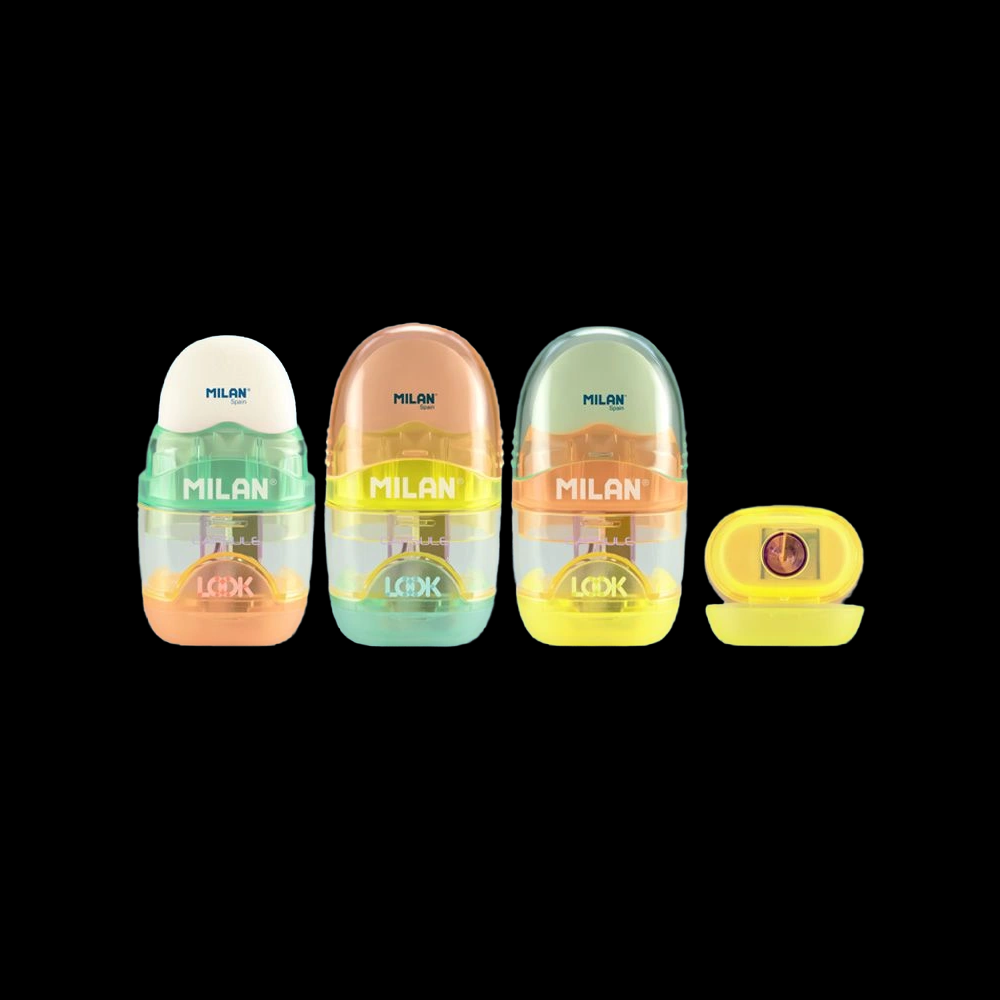 Ластик-точилка Milan "Capsule New Look", контейнером, 1 отверстие, ассорти