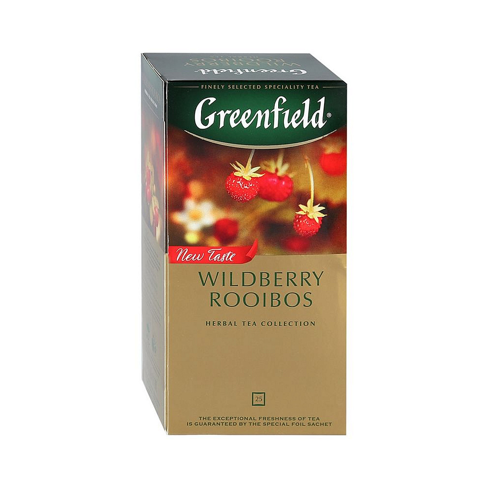 Чай "Greenfield" Wildberry Rooibos, 25 пакетиков x1.5 г, черный, с кусочками земляники и клюквы - 2