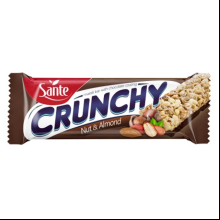 Батончик-мюсли "Sante Crunchy" с лесным орехом и миндалем в шоколаде, 40 г