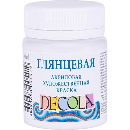 Краска акриловая глянцевая "Декола", 104 белая, 50 мл., банка