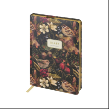 Ежедневник недатированный "Flora. Воробей", А5, 240 страниц, черный