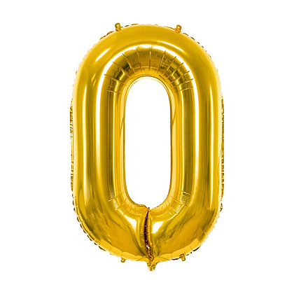 Шар фольгированный цифра "0", золотистый