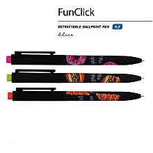 Ручка шариковая автоматическая "FunClick. Food in black", 0,7 мм, ассорти, стерж. синий