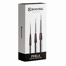 Набор кистей "Escoda Perla", синтетика белая, круглая, складная №2, 6, 10
