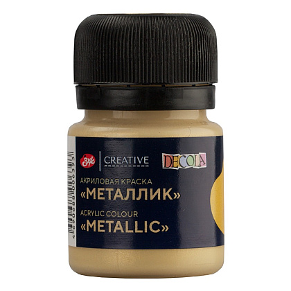 Краска акриловая металлик "Декола", 974 золото сусальное, 20 мл., банка