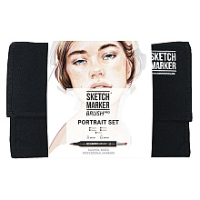 Набор маркеров перманентных двусторонних "Sketchmarker Brush Pro Portrait Set", 24 шт.