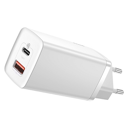 Сетевое зарядное устройство Baseus CCGAN2L-B02 GaN2 Lite Quick Charger Type-C+USB 65W White - 2