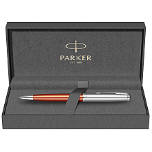 Ручка шариковая автоматическая Parker "Sonnet Essential SB K545", 0,7 мм, серебристый, оранжевый, стерж. черный