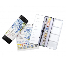 Краски акварельные "Renesans Hydrangea set", 12 цветов, кюветы