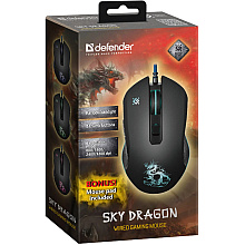 Набор мышь и коврик "Defender Sky Dragon GM-090L", оптич.,проводная, черная, 800-3200dpi