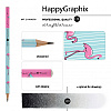 Карандаш чернографитный "HappyGraphix. Фламинго", HВ, без ластика, голубой, розовый - 3