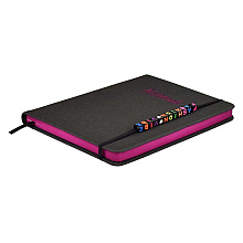 Книга записная "Fashion Vibe", А6+, 96 листов, линейка, кожзам., на резинке, черный
