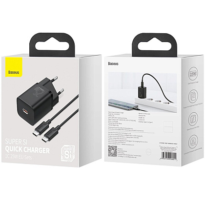 Сетевое зарядное устройство Baseus "TZCCSUP-L01", Super Si Quick Charger Type-C 25W, черный - 6