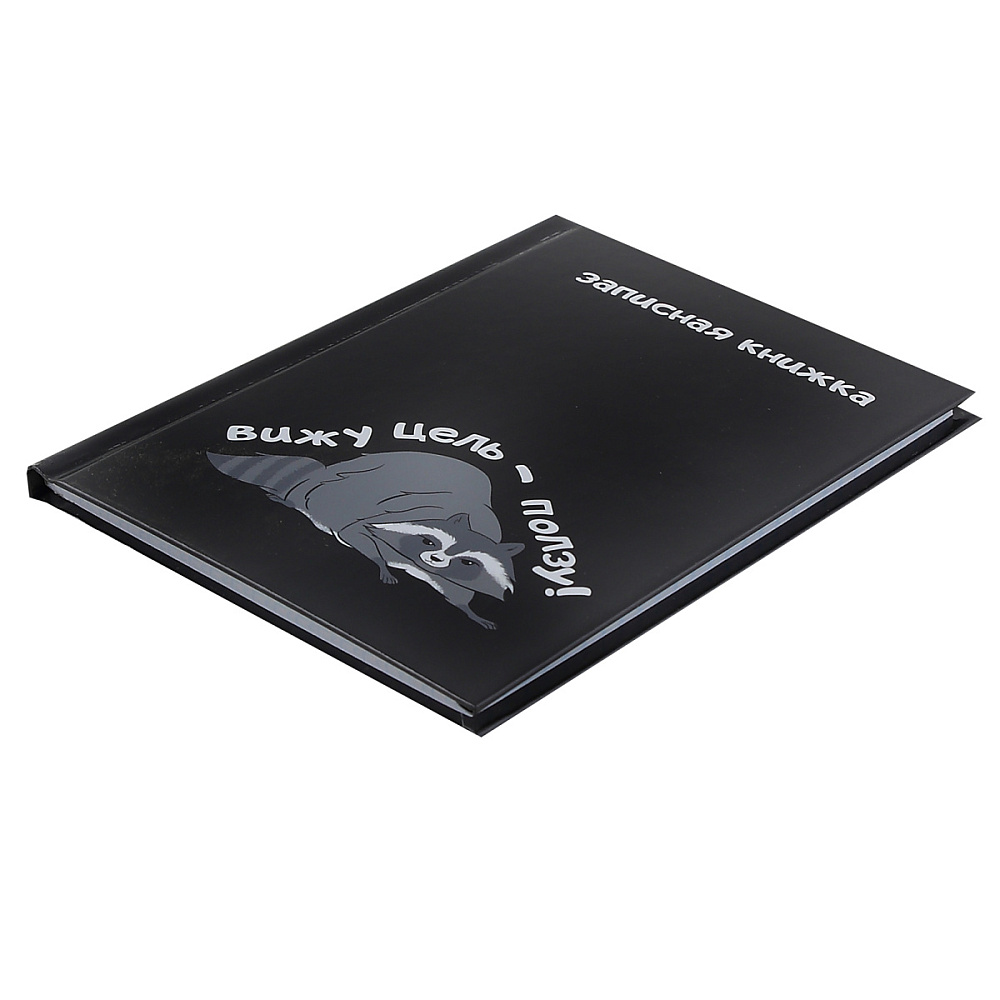 Книга записная "Енот", А6, 105x148 мм, 48 листов, в клетку, черный - 2