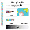 Карандаш чернографитный "HappyGraphix. Пончики", HВ, без ластика, голубой - 3