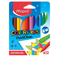 Мелки восковые Maped "Crayon PlastiClean", 12 цветов, ассорти