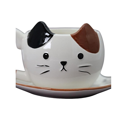Чашка с блюдцем "Mr. Purr", 430 мл., керамика, белый - 2