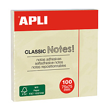 Бумага для заметок на клейкой основе "Classic notes", 75x75 мм, 100 листов, желтый