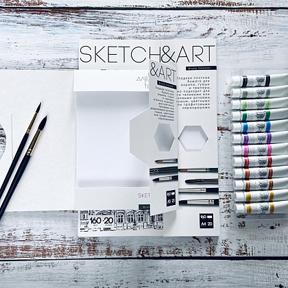 Блок бумаги для акрила, гуаши и темперных красок "Sketch&Art", А4, 160 г/м2, 20 листов  - 6
