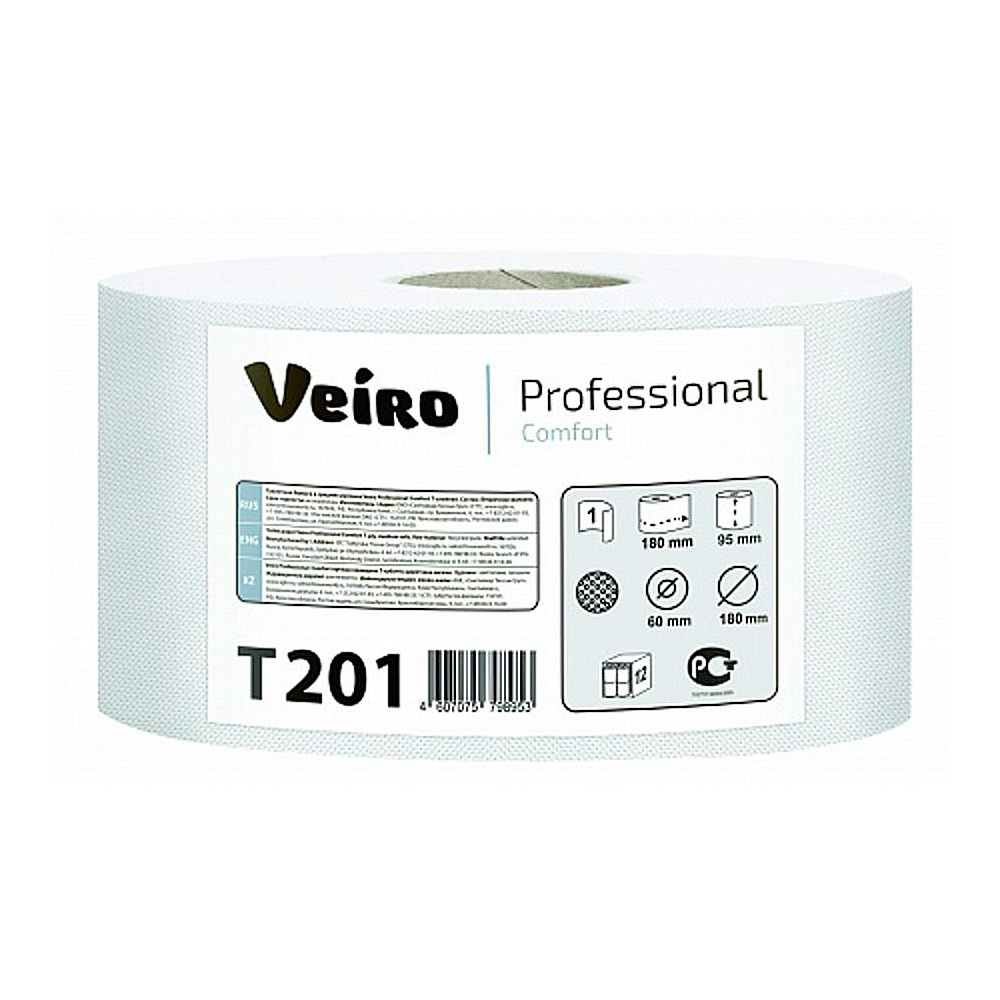 Бумага туалетная  Veiro "Professional Comfort", 1 слой, 1 рулон, 200 м