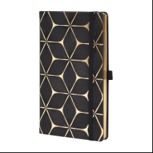 Блокнот "Flower gold", А5, 96 листов, линейка, на резинке, черный, золотой