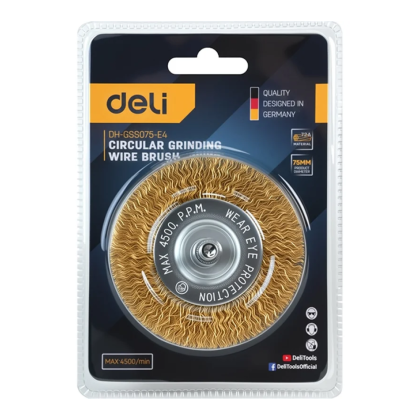 Щетка для дрели Deli YS EDH-GSS075-E3, плоская, проволочная - 8