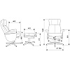 Кресло мягкое Бюрократ Baron, ткань, серый, металл, с пуфом - 20