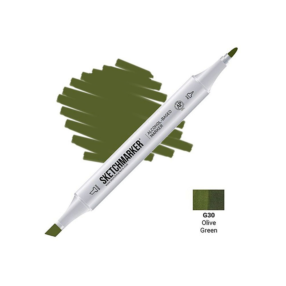 Маркер перманентный двусторонний "Sketchmarker", G30 зеленый оливковый