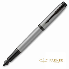 Ручка перьевая Parker "IM Achromatic F317", F, серый, черный, патрон синий