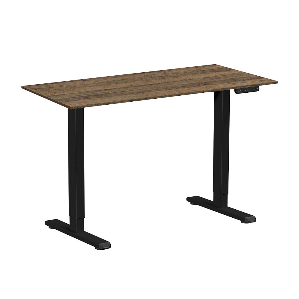 Стол с электроприводом WellDesk Prime 1300x675х18 черный/дуб санта-фе винтаж (9191461+9178196)