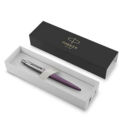 Ручка шариковая автоматическая Parker "Jotter Core K63 Victoria Violet CT", 1.0 мм, фиолетовый, серебристый, стерж. синий - 2