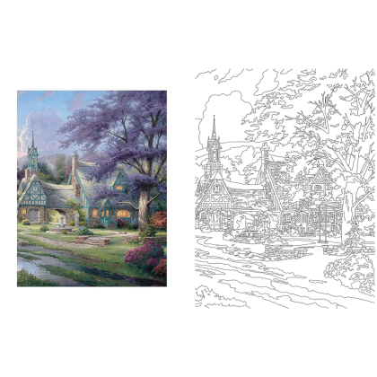 Раскраска на английском языке "Thomas Kinkade. Painter of Light. Posh. Coloring Book" - 5