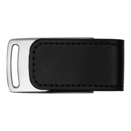 USB Flash 2.0 16 Gb VDL-014, метал, кож.зам., черный  - 2