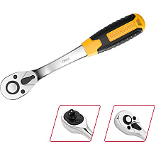 Ключ-трещотка Deli RS EDL2324 1/4", 150 мм, 72 зуба, черный, желтый