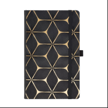 Блокнот "Flower gold", А5, 96 листов, линейка, на резинке, черный, золотой