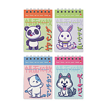 Блокнот Bruno Visconti "Kawaii animals", А7, 40 листов, клетка, ассорти