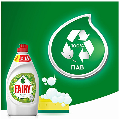 Средство для мытья посуды "Fairy Зеленое яблоко", 450 мл - 7